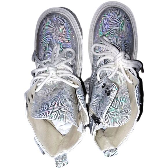 Silvery platform combat boots sz 8.5 - Picture 7 of 9